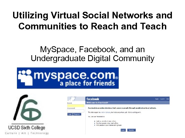 Utilizing Virtual Social Networks and Communities to Reach and Teach My. Space, Facebook, and