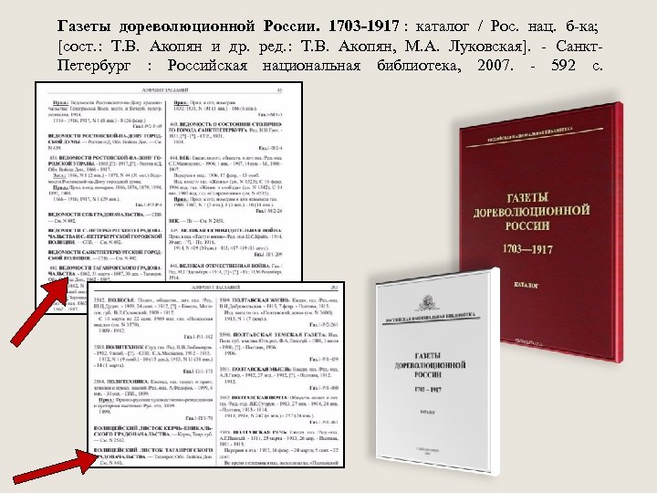 Газеты дореволюционной России. 1703 -1917 : каталог / Рос. нац. б ка; [сост. :