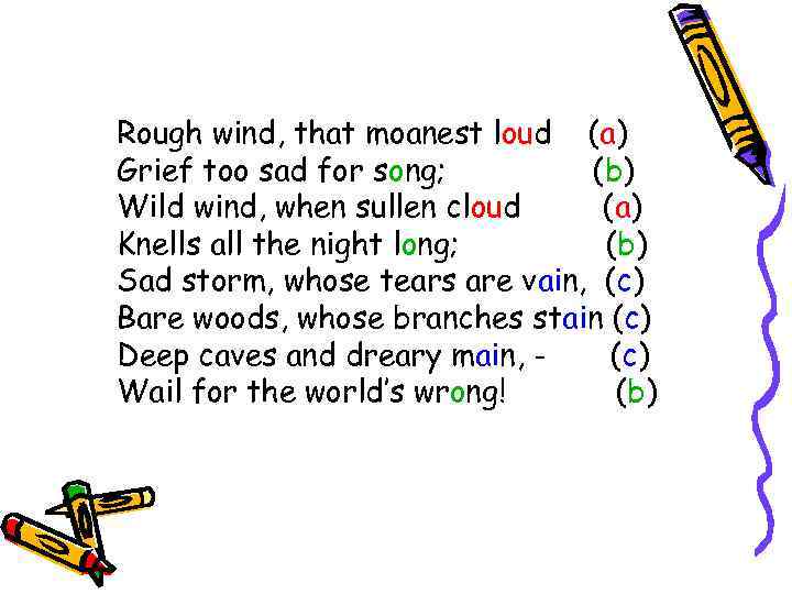 Rough wind, that moanest loud (a) Grief too sad for song; (b) Wild wind,