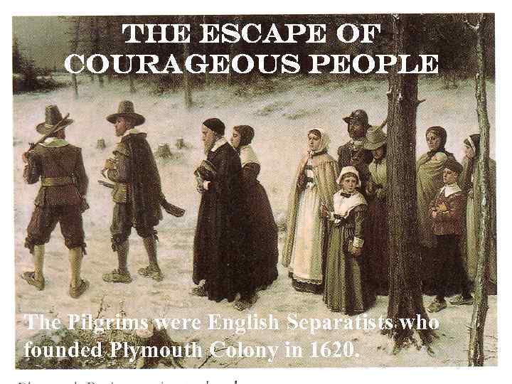 The Escape of Courageous People The Pilgrims were English Separatists who founded Plymouth Colony