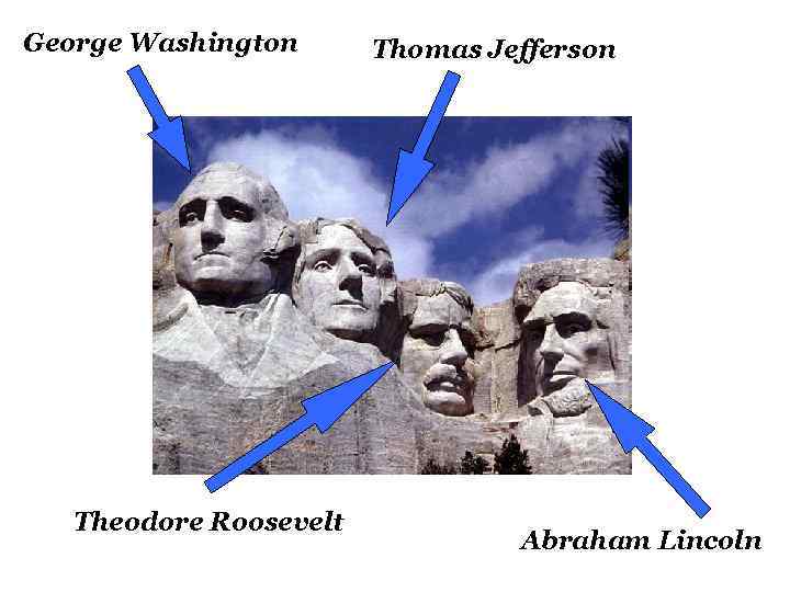 George Washington Theodore Roosevelt Thomas Jefferson Abraham Lincoln 