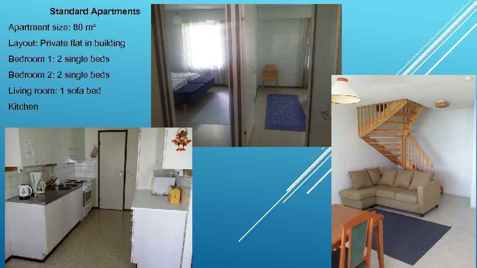 Standard Apartments Apartment size: 80 m² Layout: Private flat in building Bedroom 1: 2