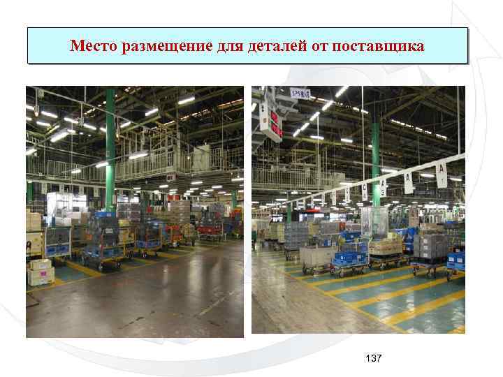 Место размещение для деталей от поставщика 137 