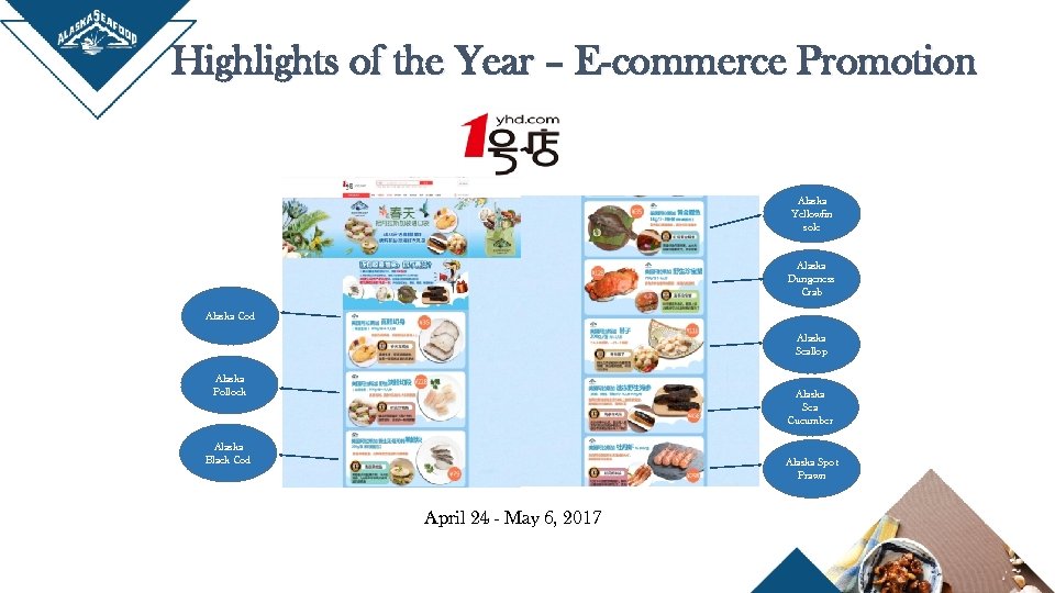 Highlights of the Year – E-commerce Promotion Alaska Yellowfin sole Alaska Dungeness Crab Alaska