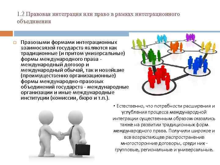 1. 2 Правовая интеграция или право в рамках интеграционного объединения Правовыми формами интеграционных взаимосвязей