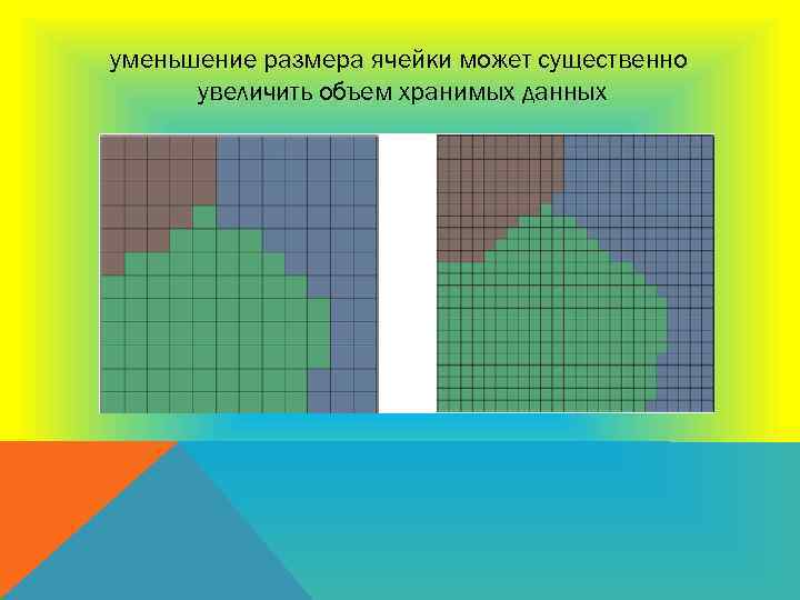 уменьшение размера ячейки может существенно увеличить объем хранимых данных 