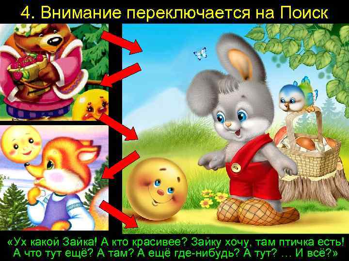 4. Внимание переключается на Поиск «Ух какой Зайка! А кто красивее? Зайку хочу, там