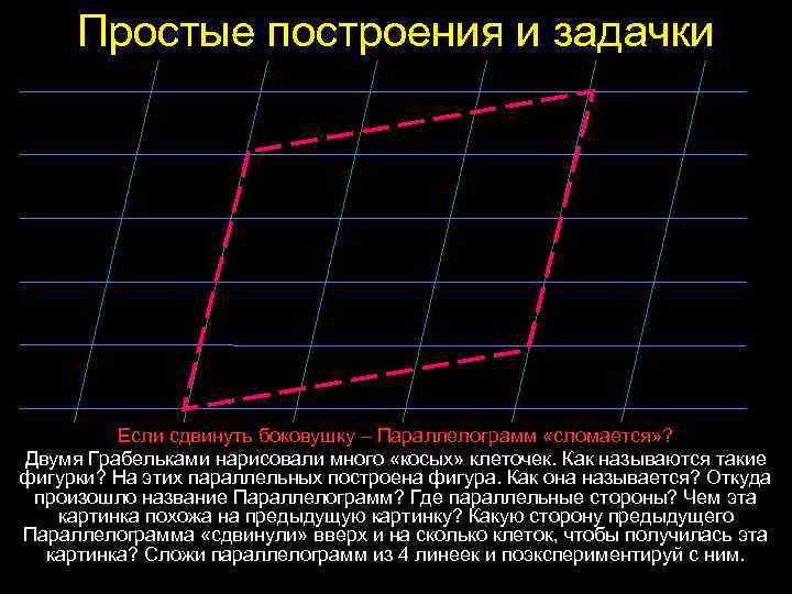 Простые построения и задачки Если сдвинуть боковушку – Параллелограмм «сломается» ? Двумя Грабельками нарисовали