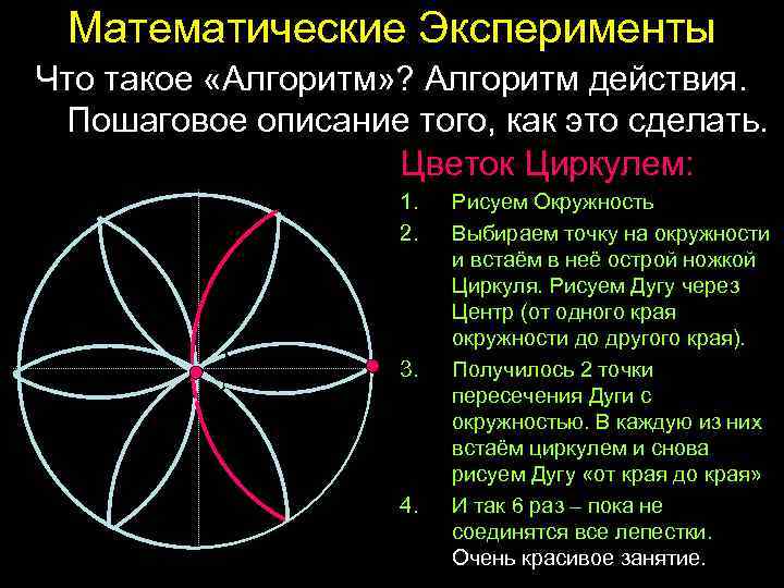 Математические Эксперименты Что такое «Алгоритм» ? Алгоритм действия. Пошаговое описание того, как это сделать.