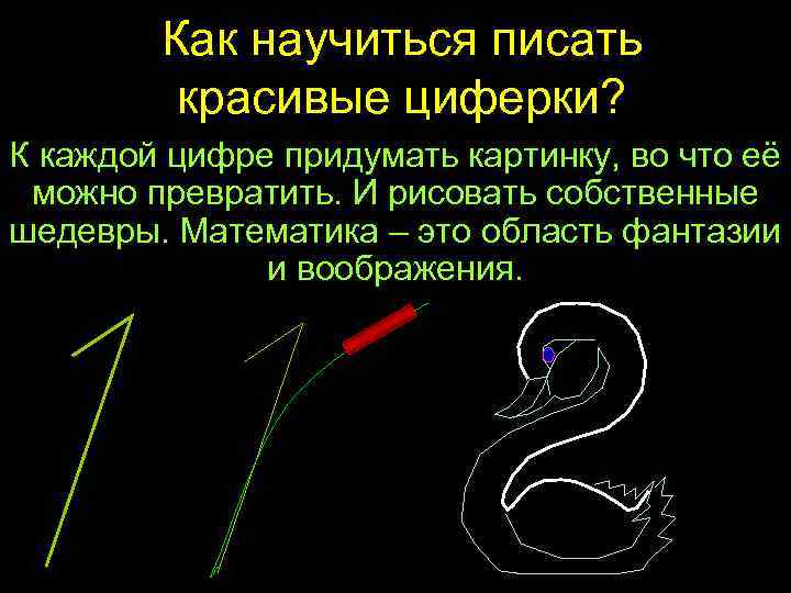 Как научиться писать красивые циферки? К каждой цифре придумать картинку, во что её можно