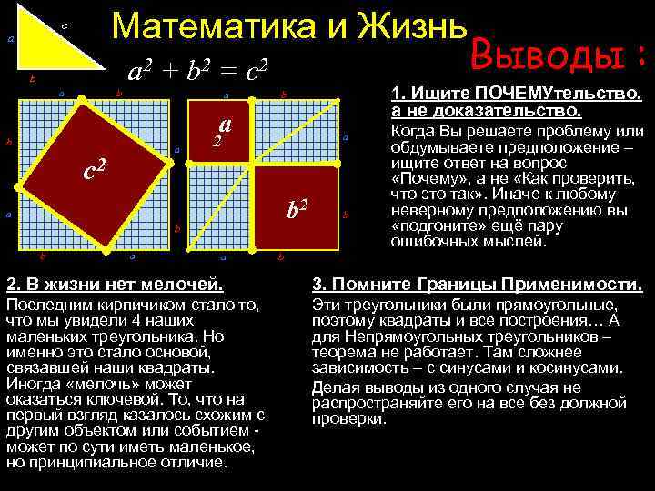 Математика и Жизнь c a a 2 b a + b 2 = b