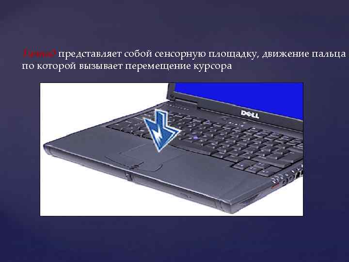 Тачпад представляет собой сенсорную площадку, движение пальца по которой вызывает перемещение курсора 