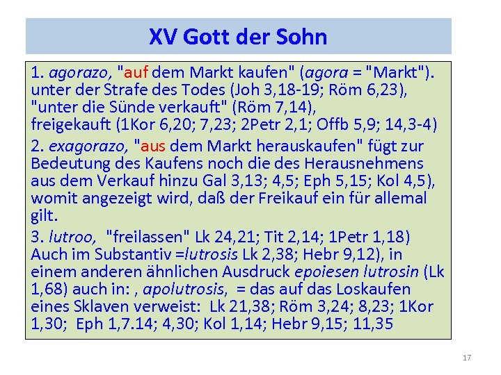 XV Gott der Sohn 1. agorazo, 
