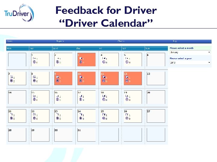 Feedback for Driver “Driver Calendar” 