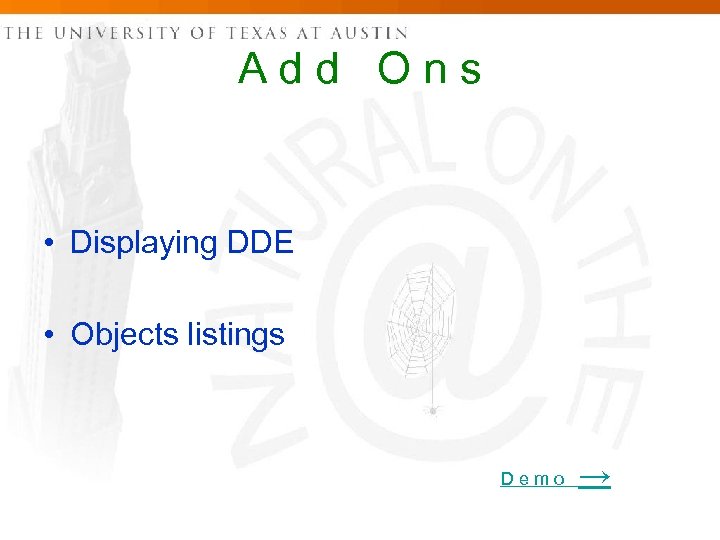 Add Ons • Displaying DDE • Objects listings Demo → 