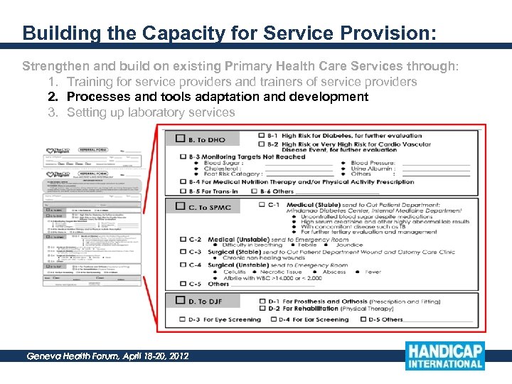 Building the Capacity for Service Provision: Strengthen and build on existing Primary Health Care