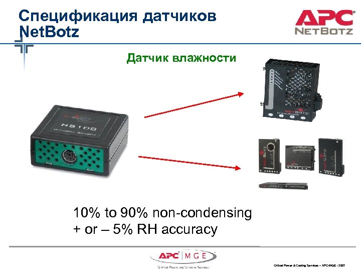 Спецификация датчиков Net. Botz Датчик влажности 10% to 90% non-condensing + or – 5%
