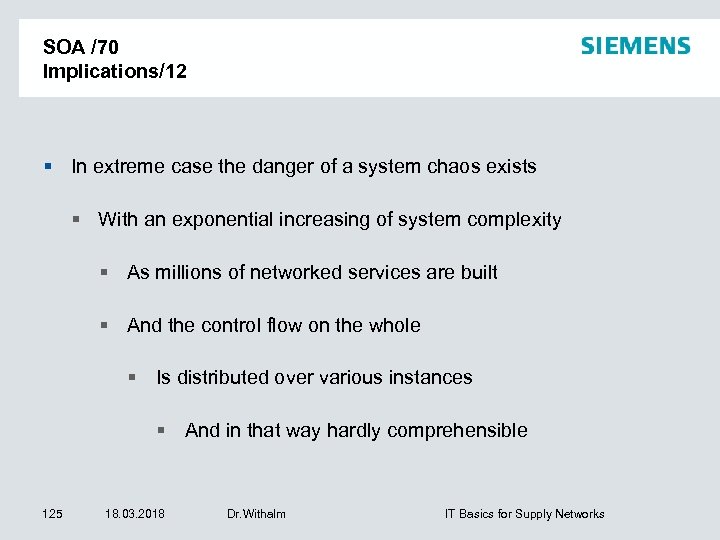 SOA /70 Implications/12 In extreme case the danger of a system chaos exists With