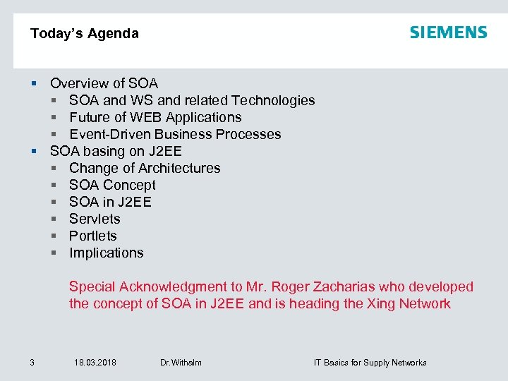 Today’s Agenda Overview of SOA and WS and related Technologies Future of WEB Applications