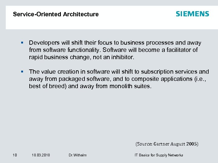 Service-Oriented Architecture Developers will shift their focus to business processes and away from software