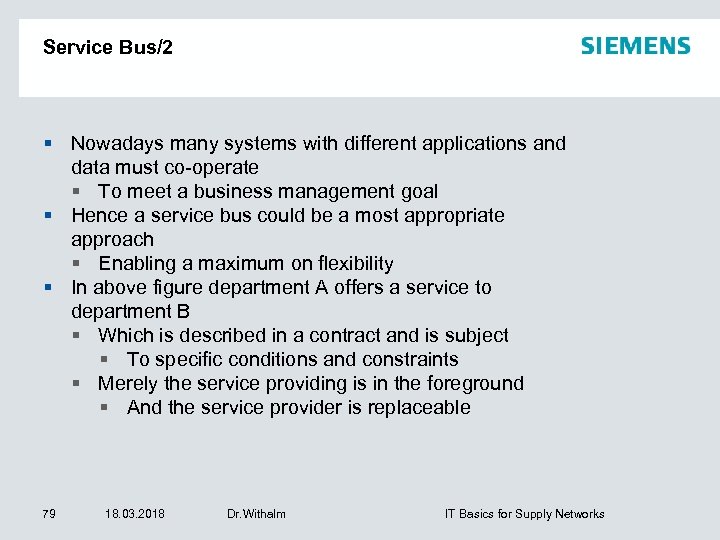 Service Bus/2 Nowadays many systems with different applications and data must co-operate To meet