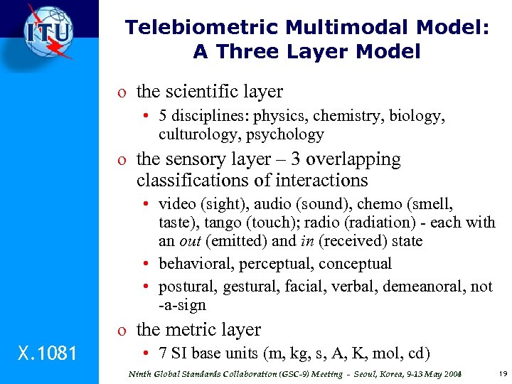 Telebiometric Multimodal Model: A Three Layer Model o the scientific layer • 5 disciplines: