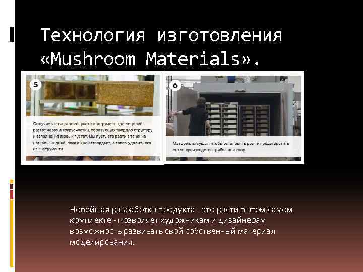 Технология изготовления «Mushroom Materials» . Новейшая разработка продукта - это расти в этом самом