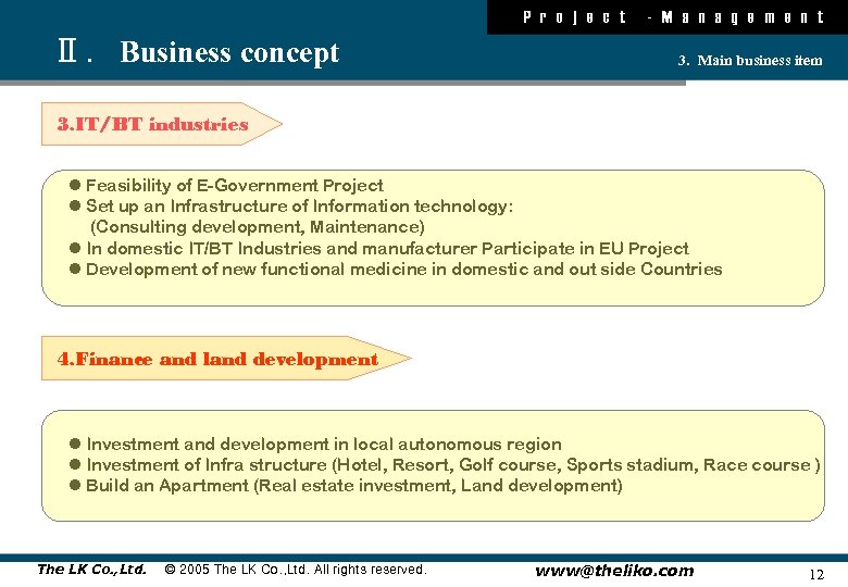 P r o j e c t Ⅱ. Business concept - M a n