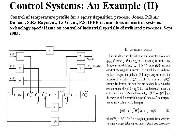 Control Systems: An Example (II) Control of temperature profile for a spray deposition process.