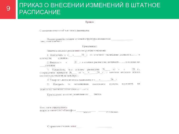 9 ПРИКАЗ О ВНЕСЕНИИ ИЗМЕНЕНИЙ В ШТАТНОЕ РАСПИСАНИЕ 