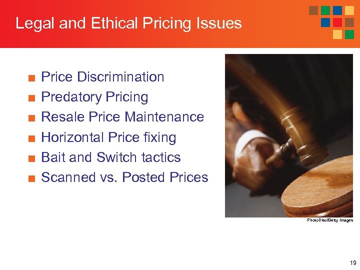 Legal and Ethical Pricing Issues ■ ■ ■ Price Discrimination Predatory Pricing Resale Price