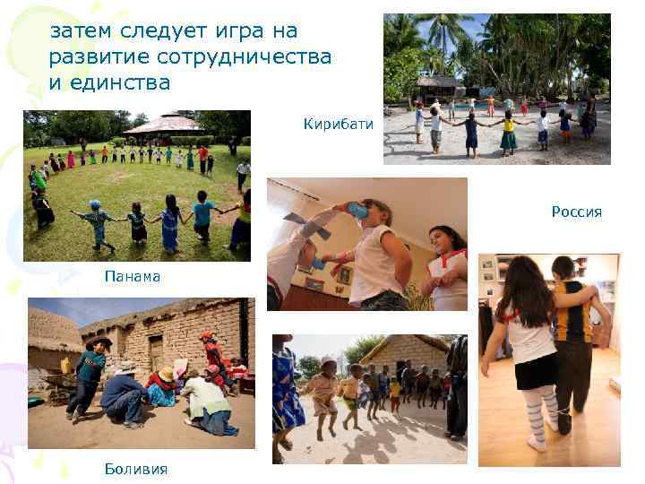 затем следует игра на развитие сотрудничества и единства Кирибати Россия Панама Боливия 