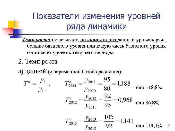 Определите динамику изменения показателей