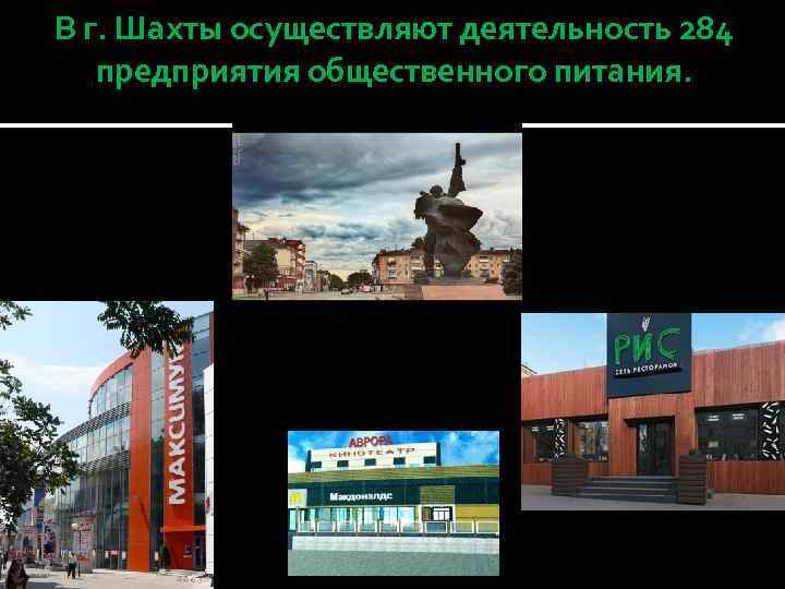 В г. Шахты осуществляют деятельность 284 предприятия общественного питания. 