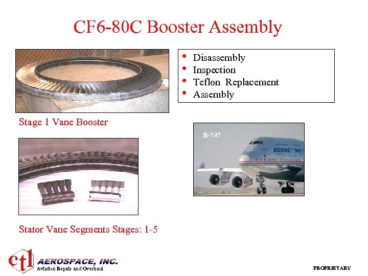 CF 6 -80 C Booster Assembly • • Stage 1 Vane Booster Disassembly Inspection