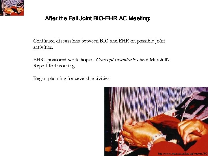 After the Fall Joint BIO-EHR AC Meeting: Continued discussions between BIO and EHR on