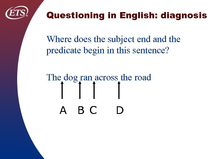 Questioning in English: diagnosis Where does the subject end and the predicate begin in