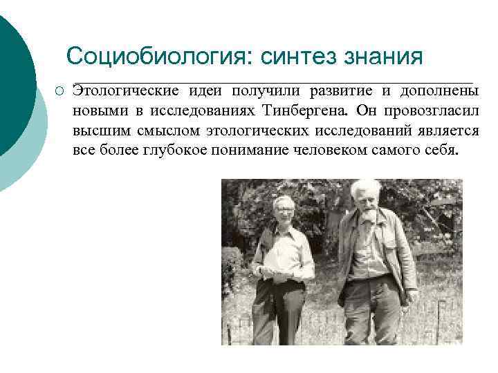Социобиология: синтез знания ¡ Этологические идеи получили развитие и дополнены новыми в исследованиях Тинбергена.