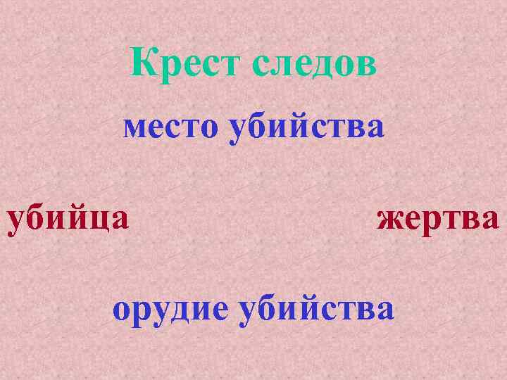 Крест следов место убийства убийца жертва орудие убийства 