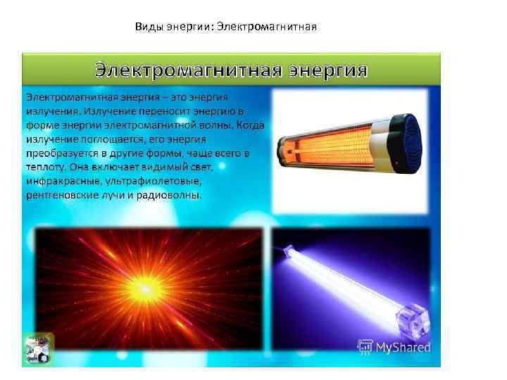 Виды энергии: Электромагнитная 