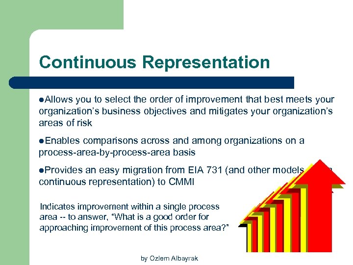 Continuous Representation l. Allows you to select the order of improvement that best meets
