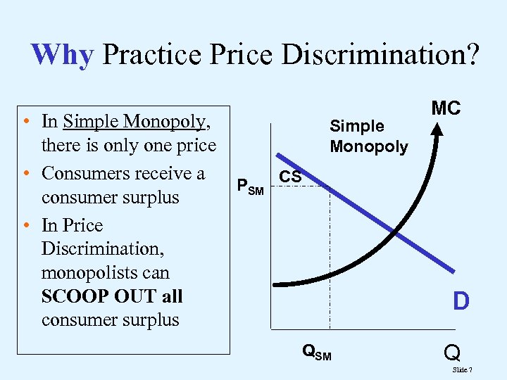 Why Practice Price Discrimination? • In Simple Monopoly, there is only one price •