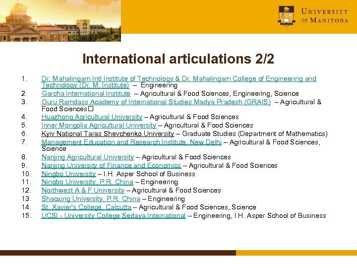 International articulations 2/2 1. 2. 3. 4. 5. 6. 7. 8. 9. 10. 11.