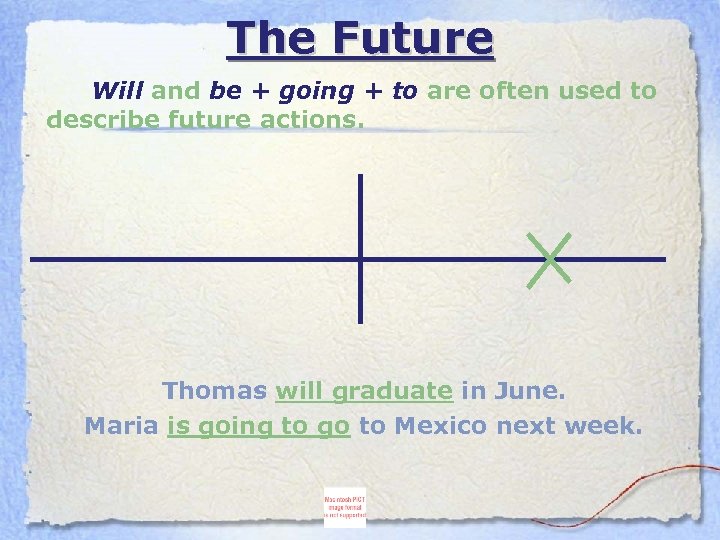 The Future Will and be + going + to are often used to describe