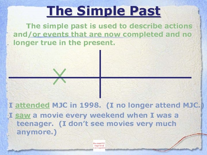 The Simple Past The simple past is used to describe actions and/or events that