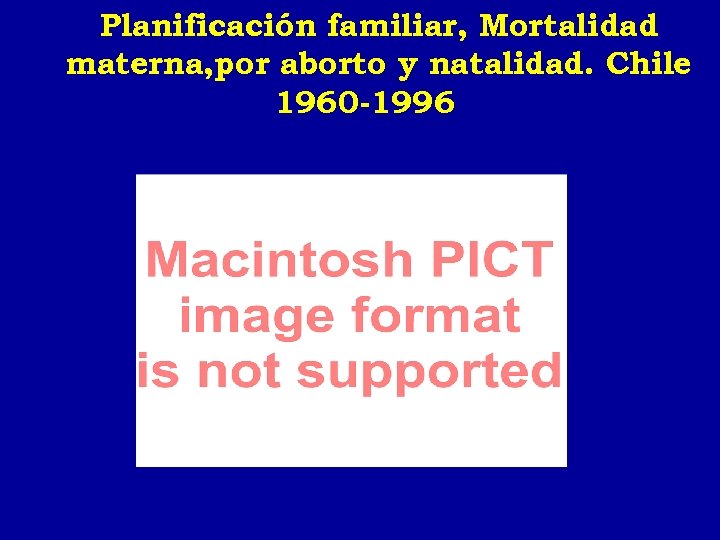 Planificación familiar, Mortalidad materna, por aborto y natalidad. Chile 1960 -1996 