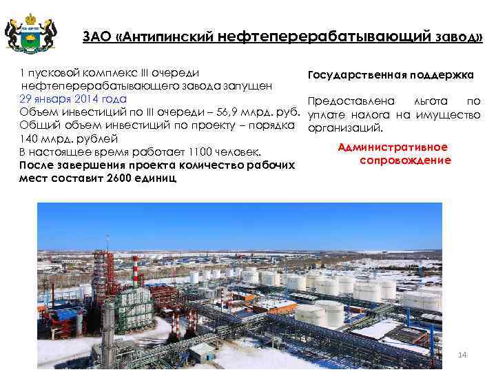 ЗАО «Антипинский нефтеперерабатывающий завод» 1 пусковой комплекс III очереди нефтеперерабатывающего завода запущен 29 января