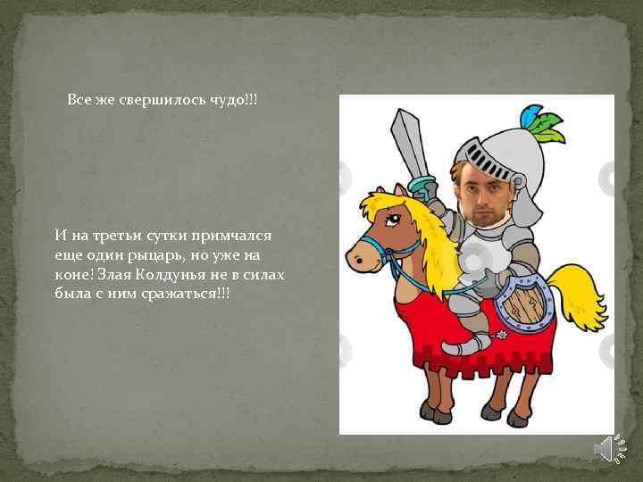 Все же свершилось чудо!!! И на третьи сутки примчался еще один рыцарь, но уже