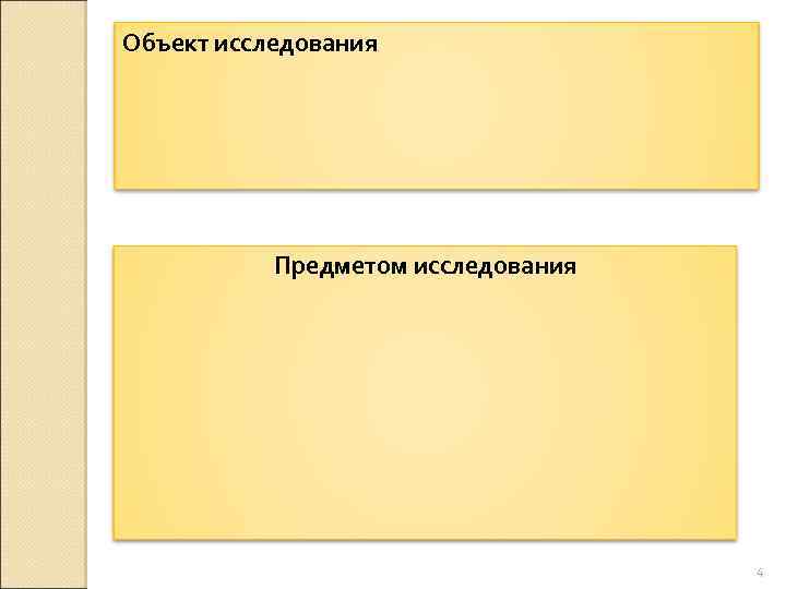 Объект исследования Предметом исследования 4 