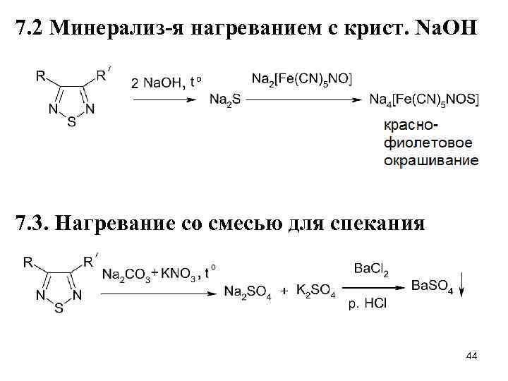 7. 2 Минерализ-я нагреванием с крист. Na. OH 7. 3. Нагревание со смесью для